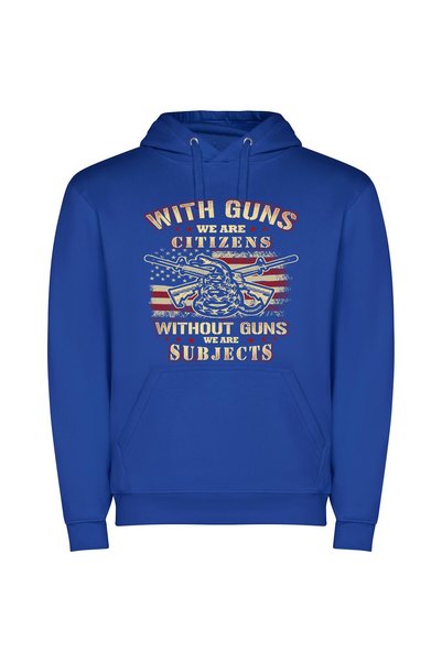 iLovePrints Guns Define Our Power Φούτερ με κουκούλα σε χρώμα Μπλε
