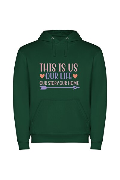 iLovePrints Our True Home Story Φούτερ με κουκούλα σε χρώμα Πράσινο