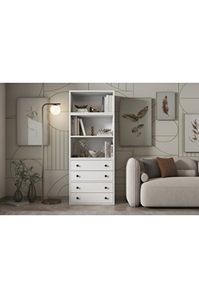 Vivense LEKSA ÇEKMECELİ RAFLI KİTAPLIK 65 CM BEYAZ KTP-1172-Ç