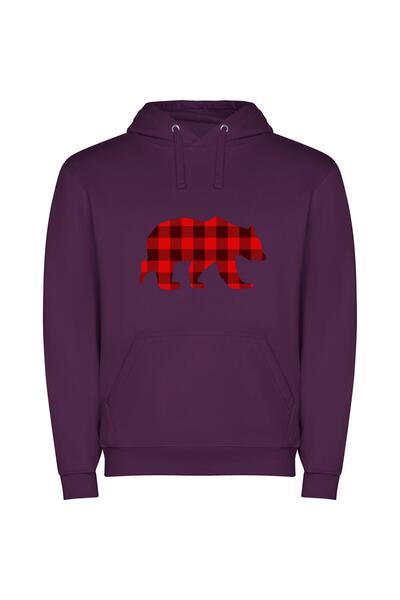 iLovePrints Lumberjack Bear Silhouette Φούτερ με κουκούλα σε χρώμα Μωβ