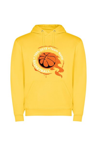 iLovePrints Bold B-Ball Masterpiece Φούτερ με κουκούλα σε χρώμα Κίτρινο