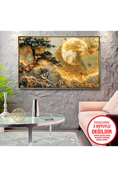 EMYA HOME Ελαιογραφία σε καμβά με ανάγλυφη εμφάνιση δέντρου με χρυσό μεταλλικ...