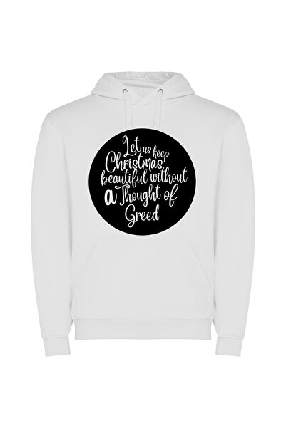 iLovePrints Greedy Elegance: Christmas Circles Φούτερ με κουκούλα σε χρώμα Λευκό