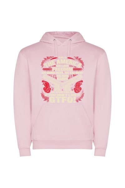 iLovePrints The Patriot's Canvas Φούτερ με κουκούλα σε χρώμα Ροζ