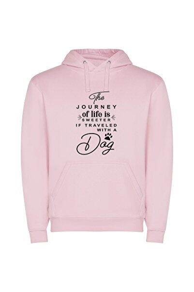iLovePrints A Dog's Life Journey Φούτερ με κουκούλα σε χρώμα Ροζ