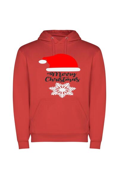 iLovePrints Festive Santa Greetings Φούτερ με κουκούλα σε χρώμα Κόκκινο