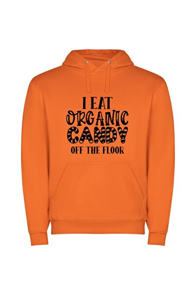 iLovePrints Candy Art: Organic Graphic Φούτερ με κουκούλα σε χρώμα Πορτοκαλί
