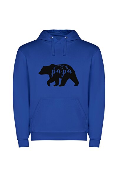 iLovePrints Papa Bear Stencil Bliss Φούτερ με κουκούλα σε χρώμα Μπλε