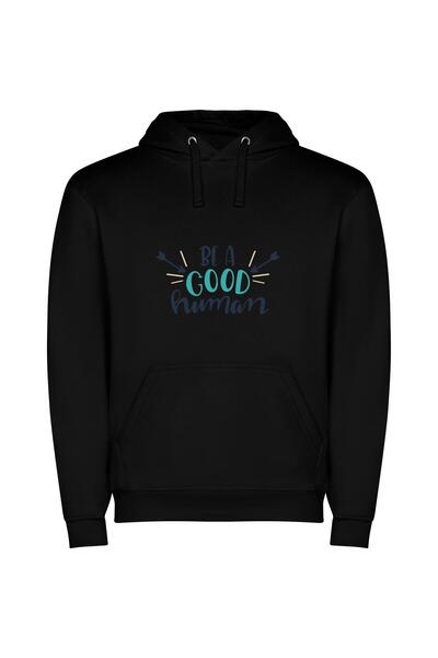 iLovePrints Human Essence: Aesthetic Messages Φούτερ με κουκούλα σε χρώμα Μαύρο