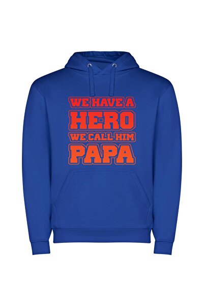 iLovePrints Papa: The Artistic Hero Φούτερ με κουκούλα σε χρώμα Μπλε