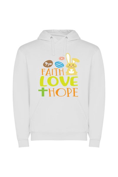 iLovePrints Divine Easter Illustration: Faith, Love & Hope Φούτερ με κουκούλα...
