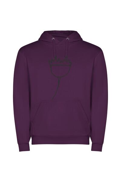 iLovePrints Simplistic Floral Line Art Φούτερ με κουκούλα σε χρώμα Μωβ