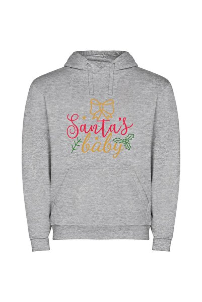 iLovePrints Merry Santa's Baby Joys Φούτερ με κουκούλα σε χρώμα Γκρι