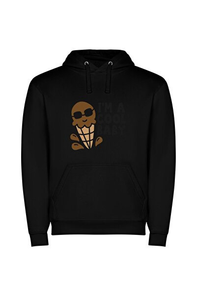 iLovePrints Cool Baby Cone Bliss Φούτερ με κουκούλα σε χρώμα Μαύρο