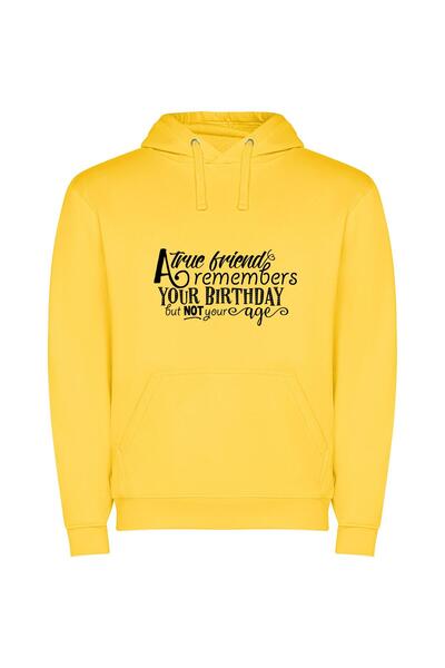 iLovePrints Monochrome Birthday Wishes Φούτερ με κουκούλα σε χρώμα Κίτρινο