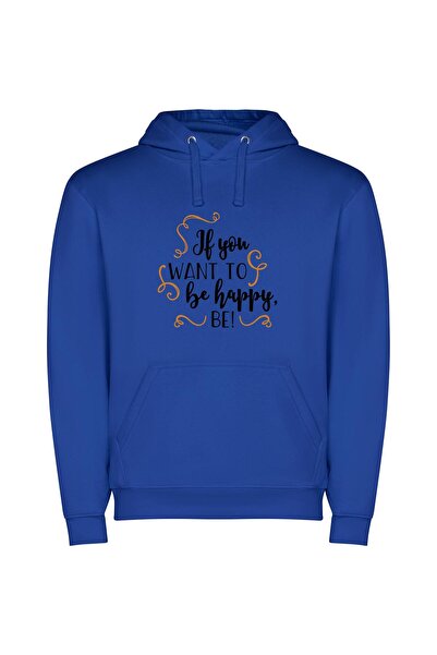 iLovePrints Euphoric Bliss: Embrace Happiness! Φούτερ με κουκούλα σε χρώμα Μπλε