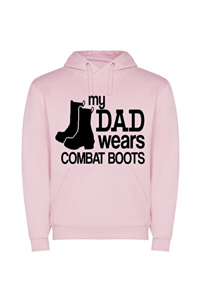 iLovePrints Bold Combat Boot Fashion Φούτερ με κουκούλα σε χρώμα Ροζ