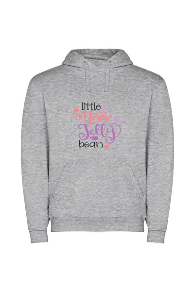 iLovePrints Bean Girl's Colorful Delight Φούτερ με κουκούλα σε χρώμα Γκρι