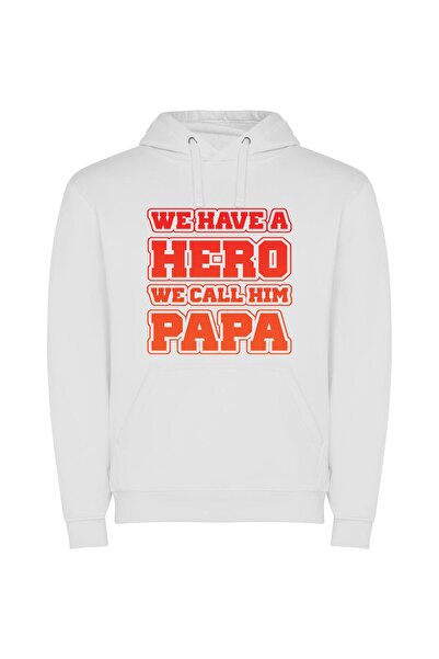 iLovePrints Papa: The Artistic Hero Φούτερ με κουκούλα σε χρώμα Λευκό