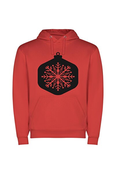 iLovePrints Elegant Snowflake Ornaments Φούτερ με κουκούλα σε χρώμα Κόκκινο