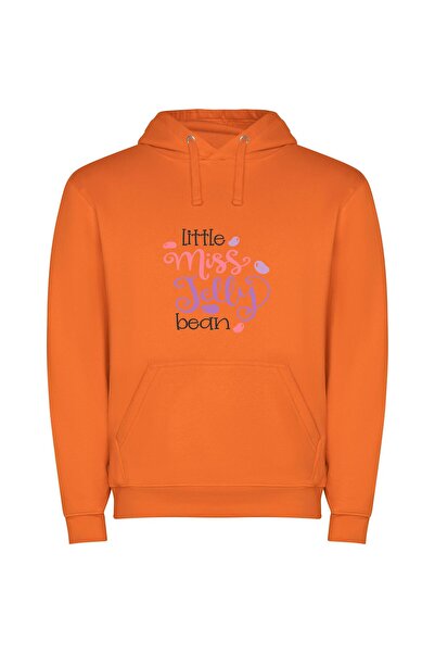 iLovePrints Bean Girl's Colorful Delight Φούτερ με κουκούλα σε χρώμα Πορτοκαλί