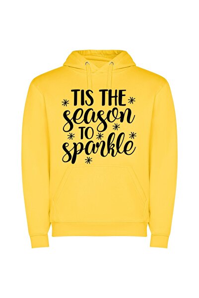 iLovePrints Sparkling Holiday Wonderland Φούτερ με κουκούλα σε χρώμα Κίτρινο