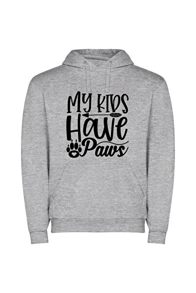 iLovePrints Paws & Kids Forever Φούτερ με κουκούλα σε χρώμα Γκρι