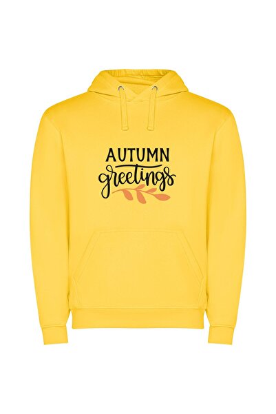 iLovePrints Autumnal Elegance Collection Φούτερ με κουκούλα σε χρώμα Κίτρινο