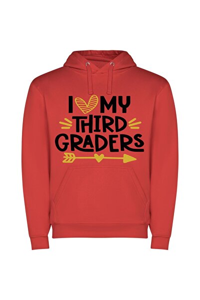 iLovePrints Adored Graders: Trio Triumph Φούτερ με κουκούλα σε χρώμα Κόκκινο