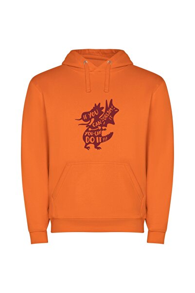 iLovePrints Crimson Dragon's Can-Do Dream Φούτερ με κουκούλα σε χρώμα Πορτοκαλί