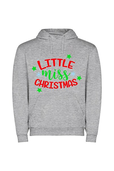 iLovePrints Merry Miss Christmas Delights Φούτερ με κουκούλα σε χρώμα Γκρι