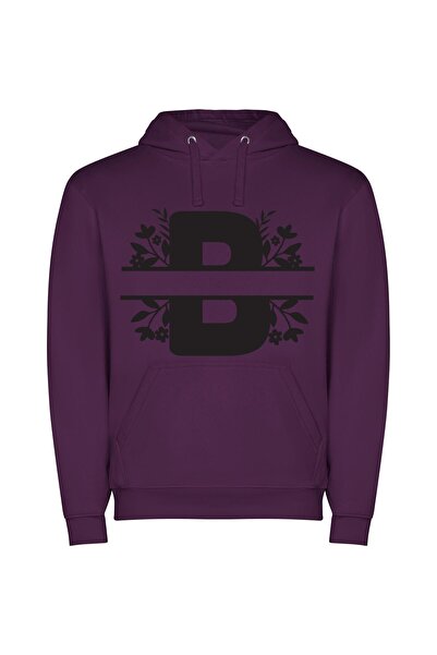 iLovePrints Blooming Monogram Design Φούτερ με κουκούλα σε χρώμα Μωβ