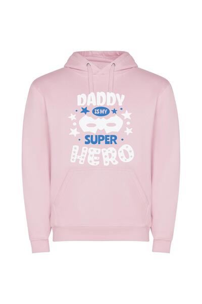 iLovePrints Superhero Dad's Day Φούτερ με κουκούλα σε χρώμα Ροζ