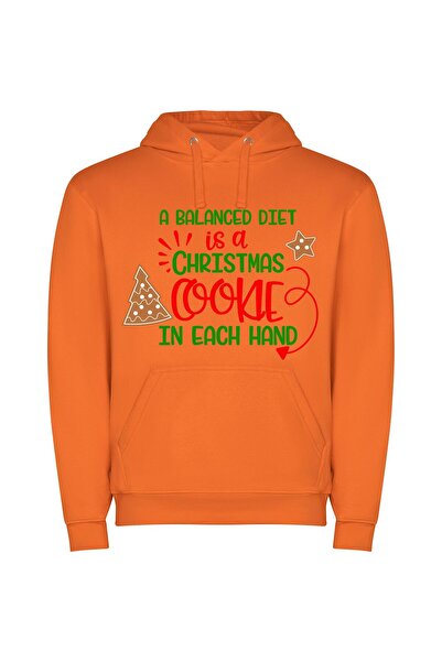 iLovePrints Merry Cookie Balance Delight Φούτερ με κουκούλα σε χρώμα Πορτοκαλί