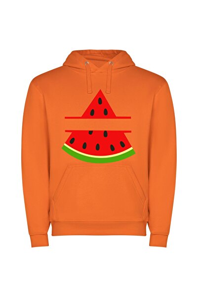 iLovePrints Watermelon Bliss Φούτερ με κουκούλα σε χρώμα Πορτοκαλί