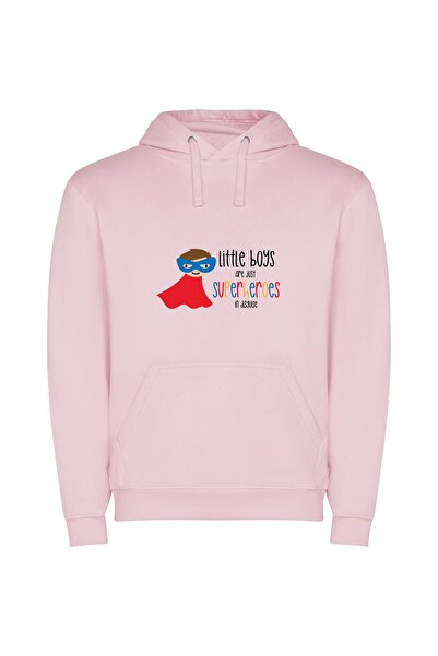 iLovePrints Colorful Hero Boy Φούτερ με κουκούλα σε χρώμα Ροζ