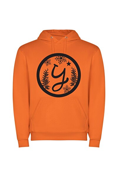 iLovePrints Glamorous Snowflake Emblem Φούτερ με κουκούλα σε χρώμα Πορτοκαλί