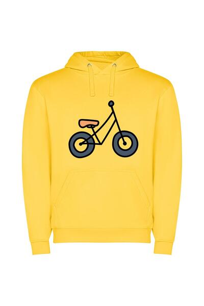 iLovePrints Classic Monochrome Bicycles Φούτερ με κουκούλα σε χρώμα Κίτρινο