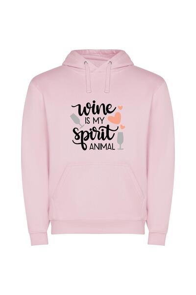 iLovePrints Wine: My Spirited Companion Φούτερ με κουκούλα σε χρώμα Ροζ
