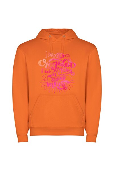 iLovePrints Super Mom: Creative Edition Φούτερ με κουκούλα σε χρώμα Πορτοκαλί
