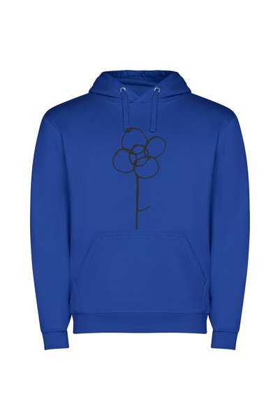 iLovePrints Monochrome Blossom Elegance Φούτερ με κουκούλα σε χρώμα Μπλε