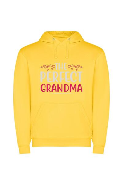 iLovePrints Perfect Pink Grandma Design Φούτερ με κουκούλα σε χρώμα Κίτρινο