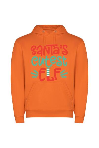 iLovePrints Super Cute Santa's Elf Φούτερ με κουκούλα σε χρώμα Πορτοκαλί