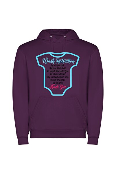 iLovePrints Baby's Wash Instructions Φούτερ με κουκούλα σε χρώμα Μωβ