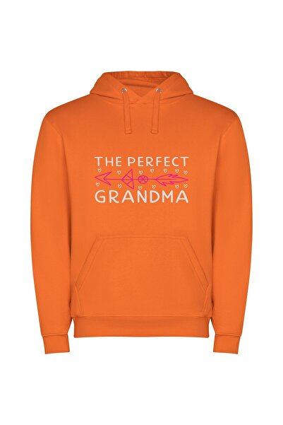 iLovePrints Grandma's Perfect Pink Arrow Φούτερ με κουκούλα σε χρώμα Πορτοκαλί