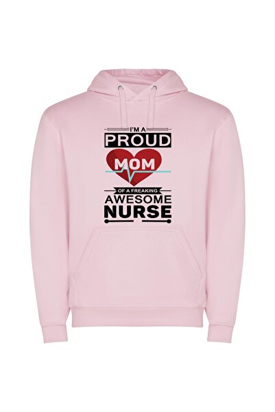 iLovePrints Beaming Mama of Superb Nurse Φούτερ με κουκούλα σε χρώμα Ροζ
