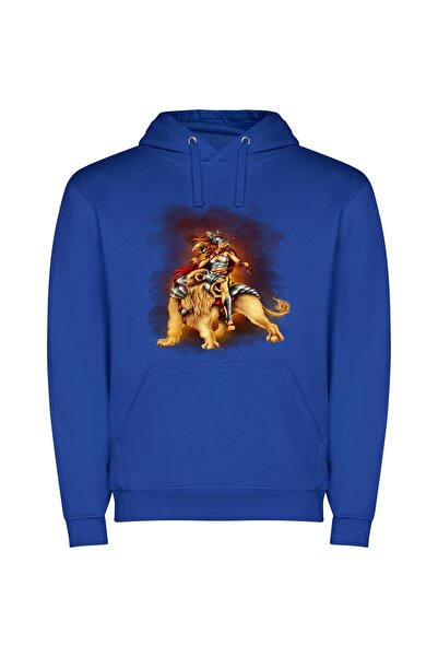 iLovePrints Lioness of Myth: A Digital Fantasy Φούτερ με κουκούλα σε χρώμα Μπλε