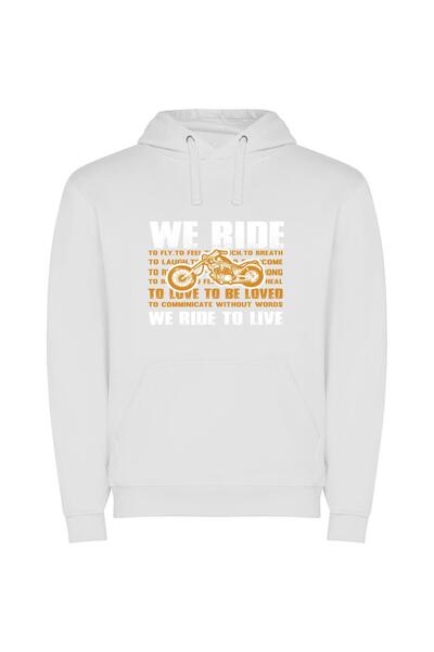 iLovePrints Living Beings Embrace Motorcycles Φούτερ με κουκούλα σε χρώμα Λευκό