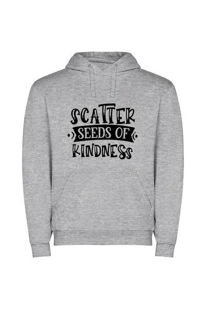 iLovePrints Scatter Kindness: Elegant Lettering Φούτερ με κουκούλα σε χρώμα Γκρι