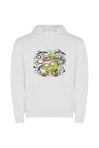 iLovePrints Cartoon DJ's Jetset Groove Φούτερ με κουκούλα σε χρώμα Λευκό